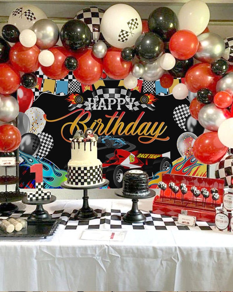 Mocsicka Racing Car Happy Birthday Backdrop Banner Car Themed Birthday Party Decorations Banner Racing Theme Party Supplies for Photography (Red, 70.8x43.3 inch) - Image 5