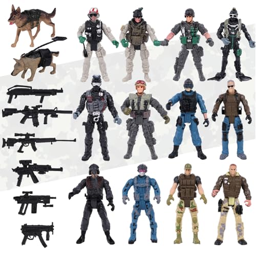 3 otters 12PCS Army Men Toy Soldiers, Special Operation Soldier Military Action Figures Playset with Weapons Army Dogs for Kids Birthday - Image 2