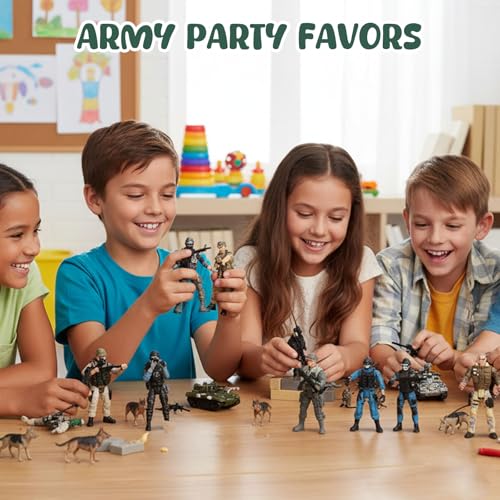 3 otters 12PCS Army Men Toy Soldiers, Special Operation Soldier Military Action Figures Playset with Weapons Army Dogs for Kids Birthday - Image 5