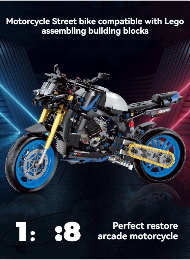 M MIAOYAN Building Block Toy Motorcycle Street Car 1:8 Compatible with Lego Assembling Building Blocks Children's Toy  - Image 1