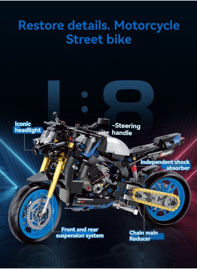 M MIAOYAN Building Block Toy Motorcycle Street Car 1:8 Compatible with Lego Assembling Building Blocks Children's Toy  - Image 2