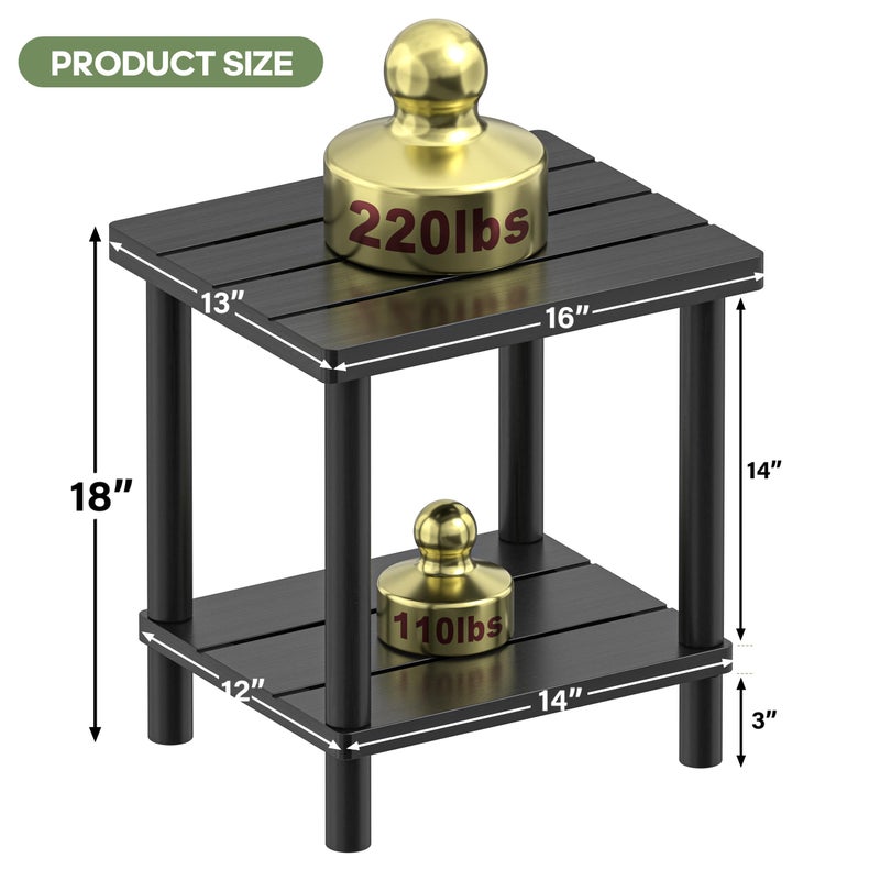 LEJANEOYE Outdoor Side Table, 2-Tier Small Outdoor Table for Patio, Adirondack Side Tables for Outside or Indoor, Bamboo End Table for Pool, Porch, Weather Resistant Easy Maintenance-Black - Image 2