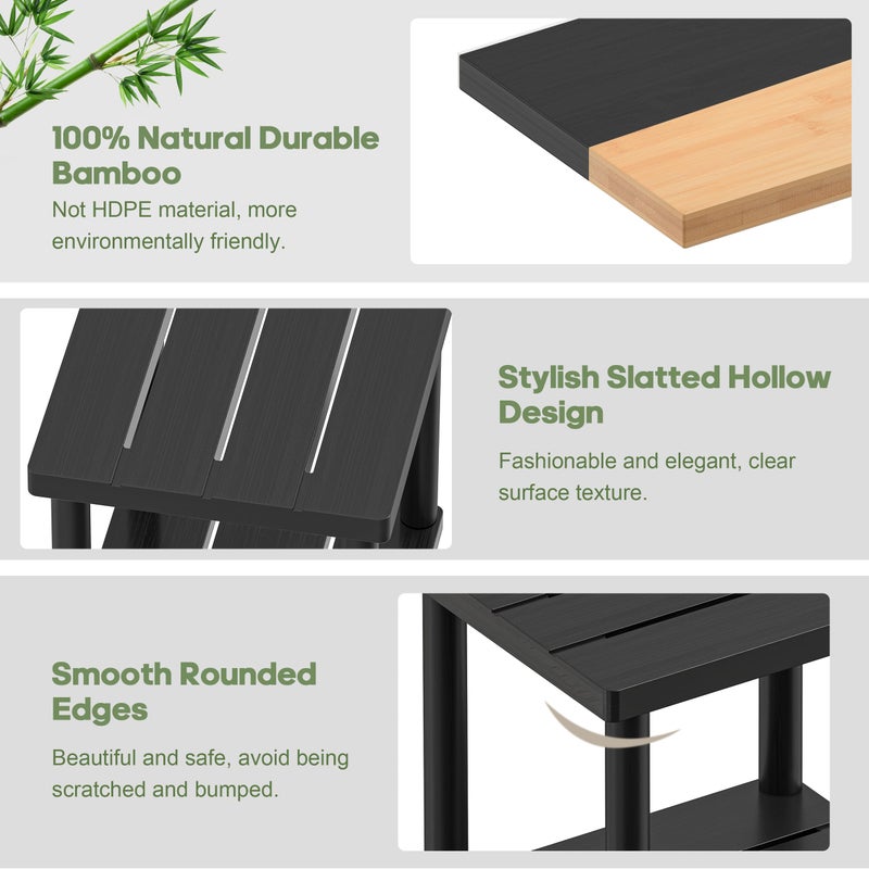 LEJANEOYE Outdoor Side Table, 2-Tier Small Outdoor Table for Patio, Adirondack Side Tables for Outside or Indoor, Bamboo End Table for Pool, Porch, Weather Resistant Easy Maintenance-Black - Image 5