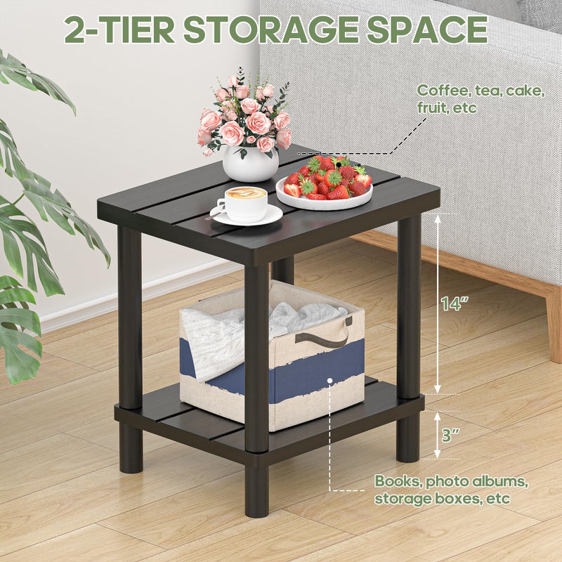 LEJANEOYE Outdoor Side Table, 2-Tier Small Outdoor Table for Patio, Adirondack Side Tables for Outside or Indoor, Bamboo End Table for Pool, Porch, Weather Resistant Easy Maintenance-Black - Image 3