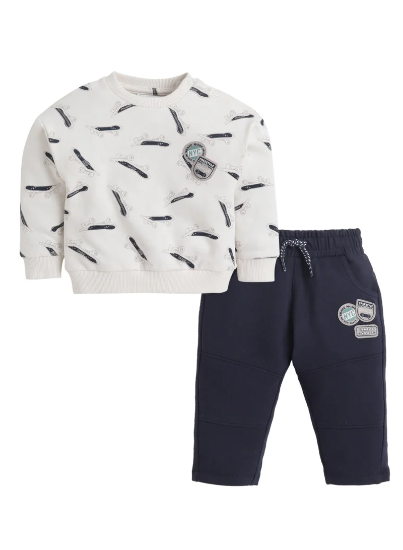 Dirkje Boys 2pc Set – Skateboard All-Over Print Sweatshirt & Jogger Pants
