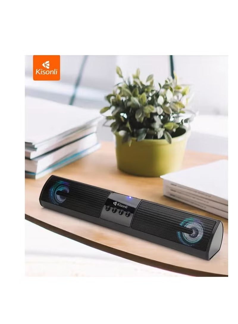 Kisonli LED-907 Bluetooth sound bar horn outdoor speaker with light - Black - Image 2