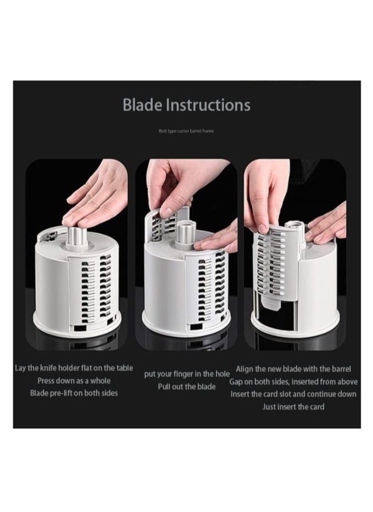 Raxoom vegetable-cutter1x20 Multifunctional Vegetable Grater Fruit Vegetable Slicer Easy Clean 4 in 1 Adjustable Handheld Vegetable Slicer Spiral Drum Slicer Assorted, 1x20 - Image 4