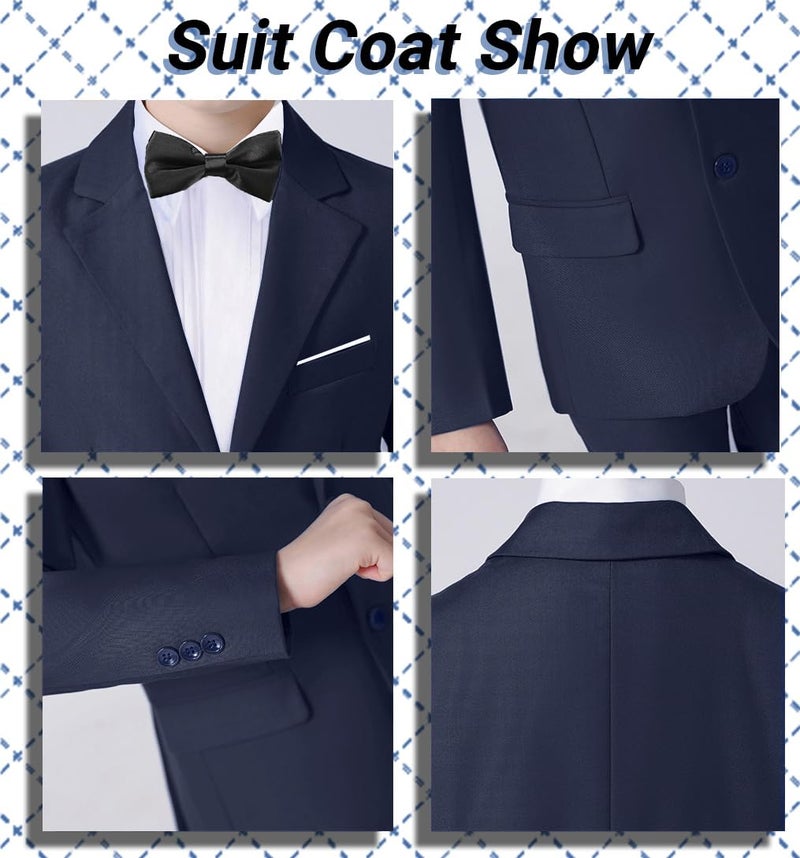 Yavakoor Suits for Boy Formal Tuxedo Slim Fit Outfit Navy Blue Wedding Dress Set for Boys Size 12 - Image 4