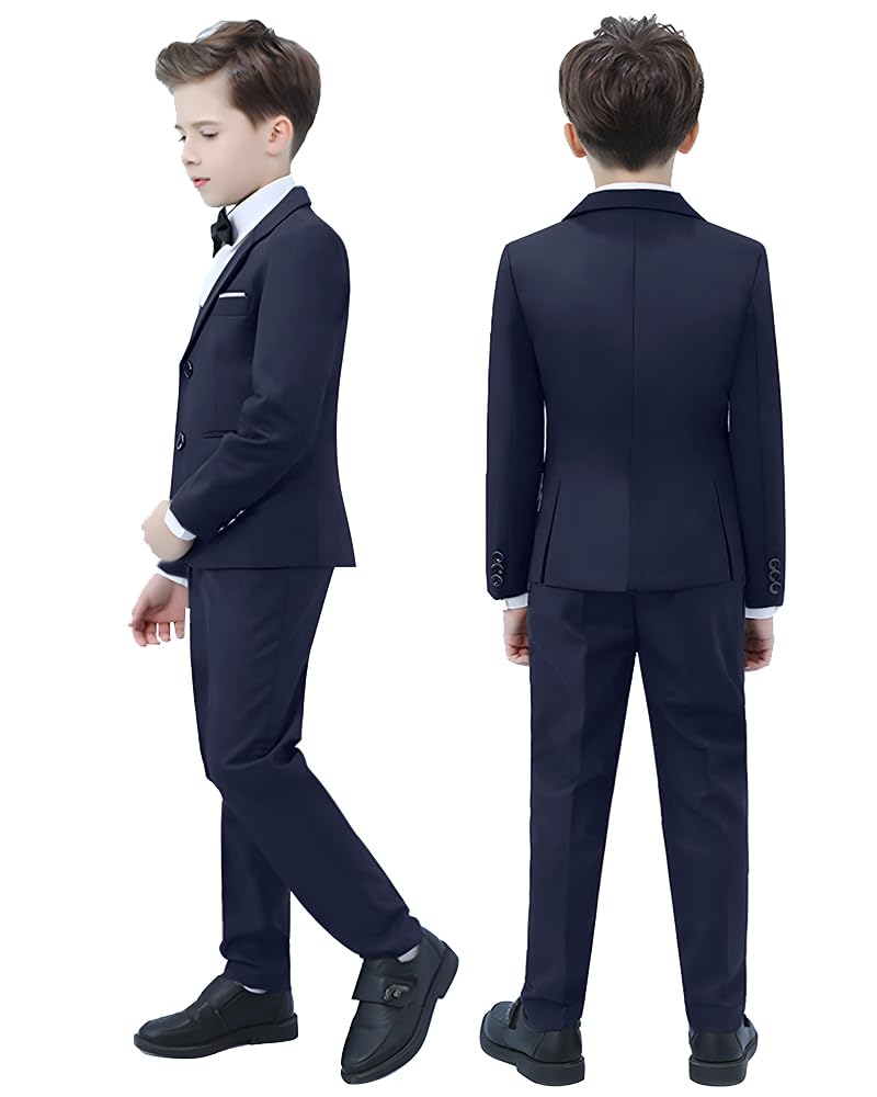 Yavakoor Suits for Boy Formal Tuxedo Slim Fit Outfit Navy Blue Wedding Dress Set for Boys Size 12 - Image 3