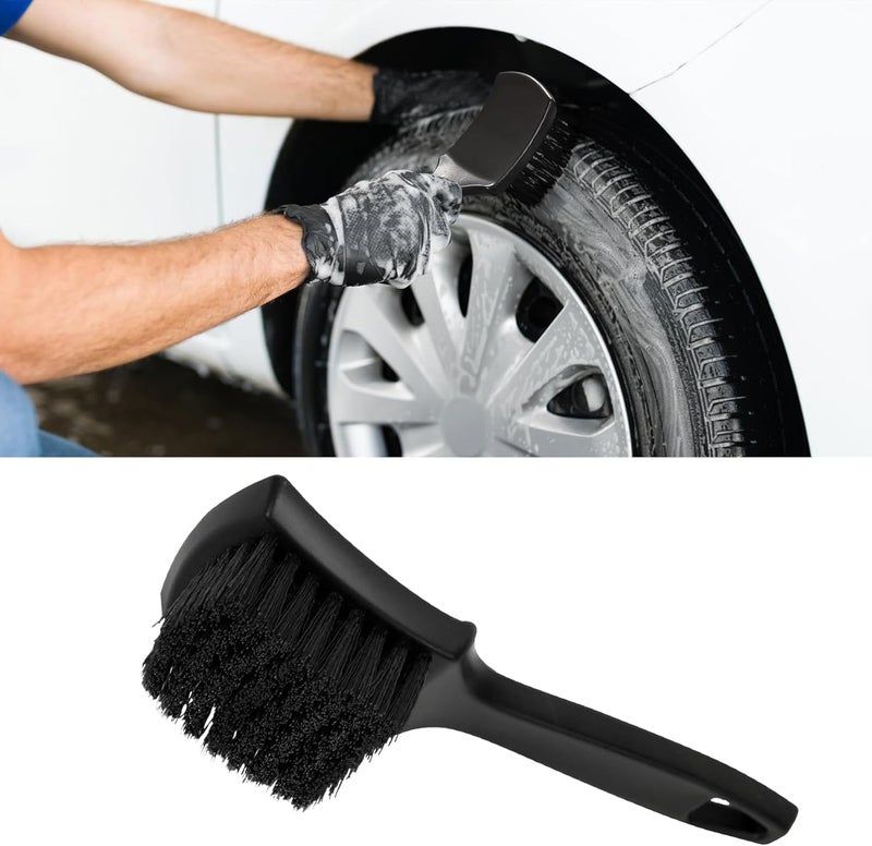 SWAMINE Carpet Cleaning Brush, Car Cleaning Brush, Tire Brush Wheel Cleaner, Universal Soft Bristle Wash Short Handle Tire Cleaner Car Accessories for Car Interior Exterior and Home - Image 1