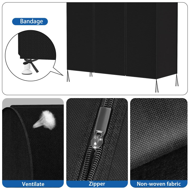 Zilink 72" Garment Rack Cover Dustproof Breathable Clothes Rack Cover Large Garment Bags Protector Cothing Rack with Cover with 2 Durable Zippers for Garment Rack, Black, (Rack Not Included) - Image 3