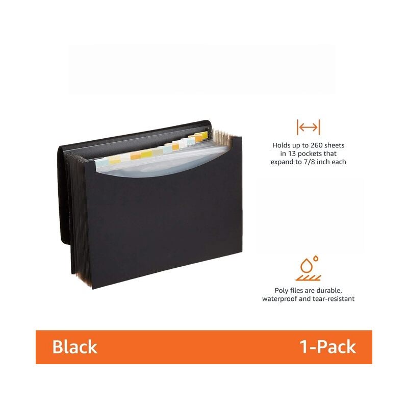 1PCS Expanding Organizer File Folder, Letter Size A4 - Black - Image 4