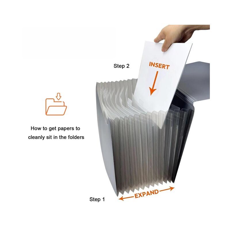 1PCS Expanding Organizer File Folder, Letter Size A4 - Black - Image 5