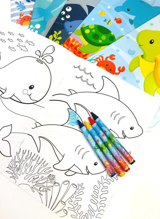 TINYMILLS Sea Turtles Animals Coloring Book Set with 12 Coloring Books and 48 Crayons Ocean Animals Birthday Party Supplies Favor Bag Filler Carnival Prizes Rewards - Image 3