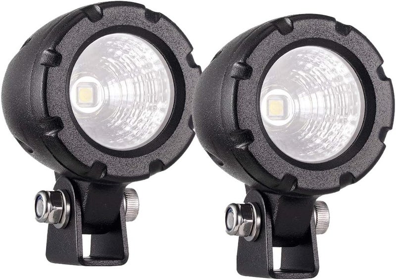 Lightronic Offroad 1.7" Round Motorcycle LED Fog Light Pods, 6000K Cool-White Long Range Flood Beam, Rugged Die-Cast Aluminum Housing, Corrosion Resistant Waterproof, 12V/24V DC, 2-Pack - Image 1