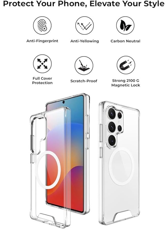 جلاسولوجي Clear Case for Samsung Galaxy S25 Ultra, Magnetic Non-Yellowing Case, Shockproof Protection - Image 5