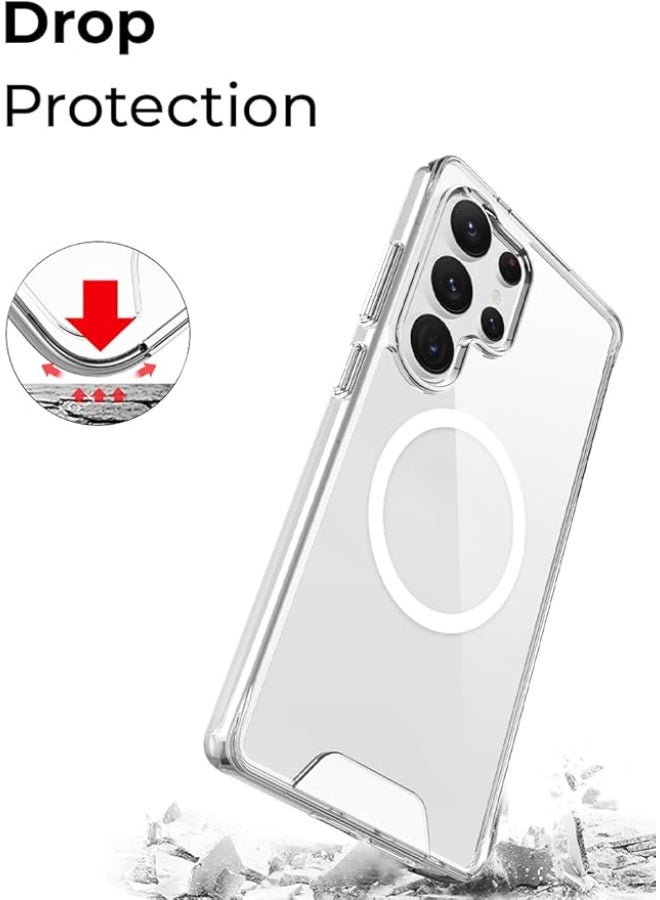 جلاسولوجي Clear Case for Samsung Galaxy S25 Ultra, Magnetic Non-Yellowing Case, Shockproof Protection - Image 3