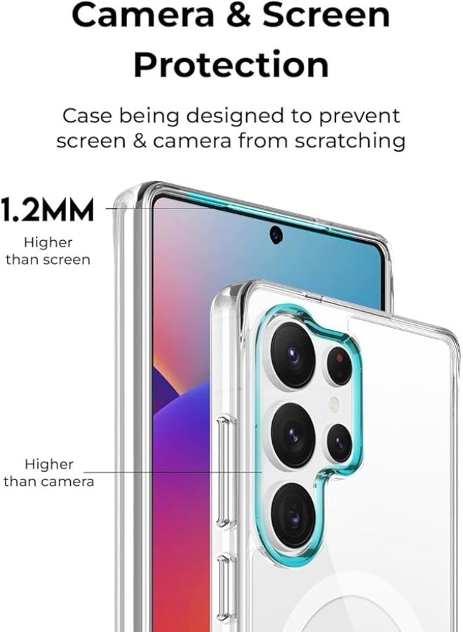 جلاسولوجي Clear Case for Samsung Galaxy S25 Ultra, Magnetic Non-Yellowing Case, Shockproof Protection - Image 4