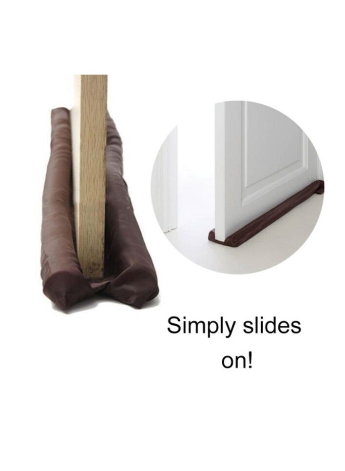 Decdeal Practical Door Twin Draft Guard Wind Air Dust Insulator Door Stopper Energy Saving Protector Doorstop Brown - Image 3