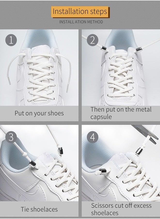 Generic - 1Pairs No Tie Shoe Laces Tieless Elastic Shoe Laces with Shoelaces Lock Connector, No Tie Shoelaces  White - Image 1