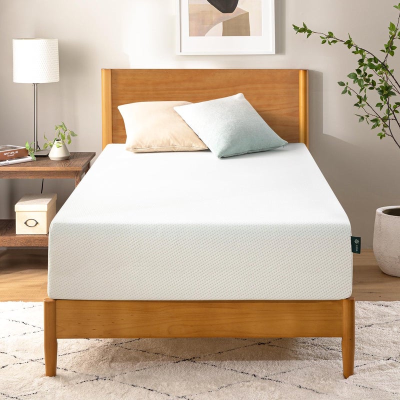 ZINUS 10 Inch Green Tea Memory Foam Mattress New Version Twin Fiberglass free Medium Firm Feel Zoned Pressure Relief Certified Safe Foams Fabric Mattress in A Box