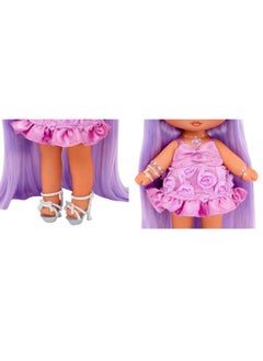 Na! Na! Na! Surprise Na! Na! Na! Surprise Sweetest Gems™ Valentina Lovely 7.5" Fashion Doll Amethyst Birthstone Inspired with Purple Hair, Satin Dress & Brush, Poseable, Great Toy Gift Kids Girls Boys Ages 5 6 7 8+ Years  - Image 3