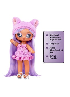 Na! Na! Na! Surprise Na! Na! Na! Surprise Sweetest Gems™ Valentina Lovely 7.5" Fashion Doll Amethyst Birthstone Inspired with Purple Hair, Satin Dress & Brush, Poseable, Great Toy Gift Kids Girls Boys Ages 5 6 7 8+ Years  - Image 4
