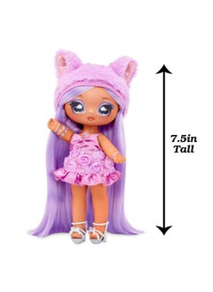 Na! Na! Na! Surprise Na! Na! Na! Surprise Sweetest Gems™ Valentina Lovely 7.5" Fashion Doll Amethyst Birthstone Inspired with Purple Hair, Satin Dress & Brush, Poseable, Great Toy Gift Kids Girls Boys Ages 5 6 7 8+ Years  - Image 5