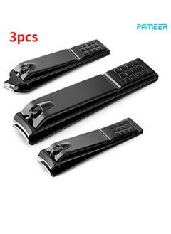 PAMEER 3 Pieces Black Stainless Steel Nail Clipper Nail Cutting Machine Professional Nail Trimmer High-Quality Toe Nail Clipper Tool  Thick Toenails, Ingrown Nail Clippers  Male And Female Nail Scissors  - Image 1