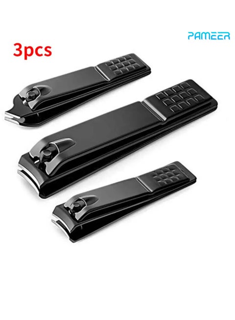 3 Pieces Black Stainless Steel Nail Clipper Nail Cutting Machine Professional Nail Trimmer High-Quality Toe Nail Clipper Tool  Thick Toenails, Ingrown Nail Clippers  Male And Female Nail Scissors