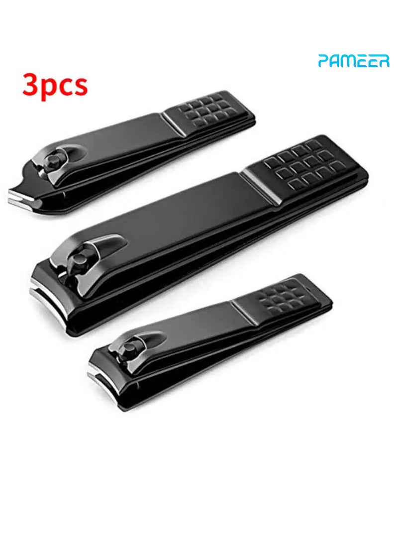 PAMEER 3 Pieces Black Stainless Steel Nail Clipper Nail Cutting Machine Professional Nail Trimmer High-Quality Toe Nail Clipper Tool  Thick Toenails, Ingrown Nail Clippers  Male And Female Nail Scissors  - Image 1