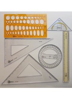 Artscholar Ellipse Template Technical Drawing Ruler Set 6 Pieces 