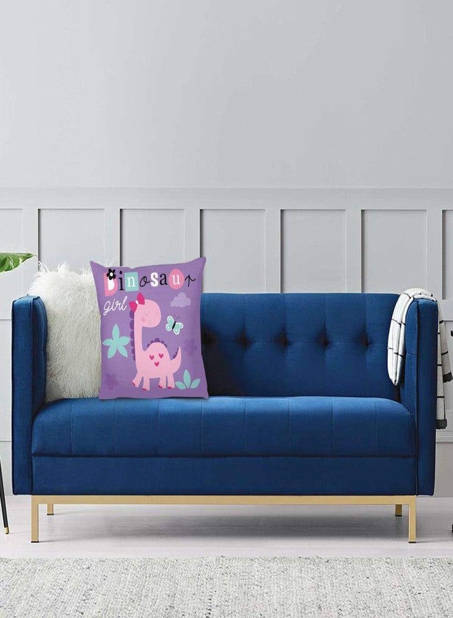 ZHIZHEND Cute Dinosaur Girl Decorative Throw Pillow Cushion Covers 18x18inchs for Kids,Pink Baby Cartoon Throw Pillow Cases for Couch Bedroom Car(Colorful Dino) - Image 5