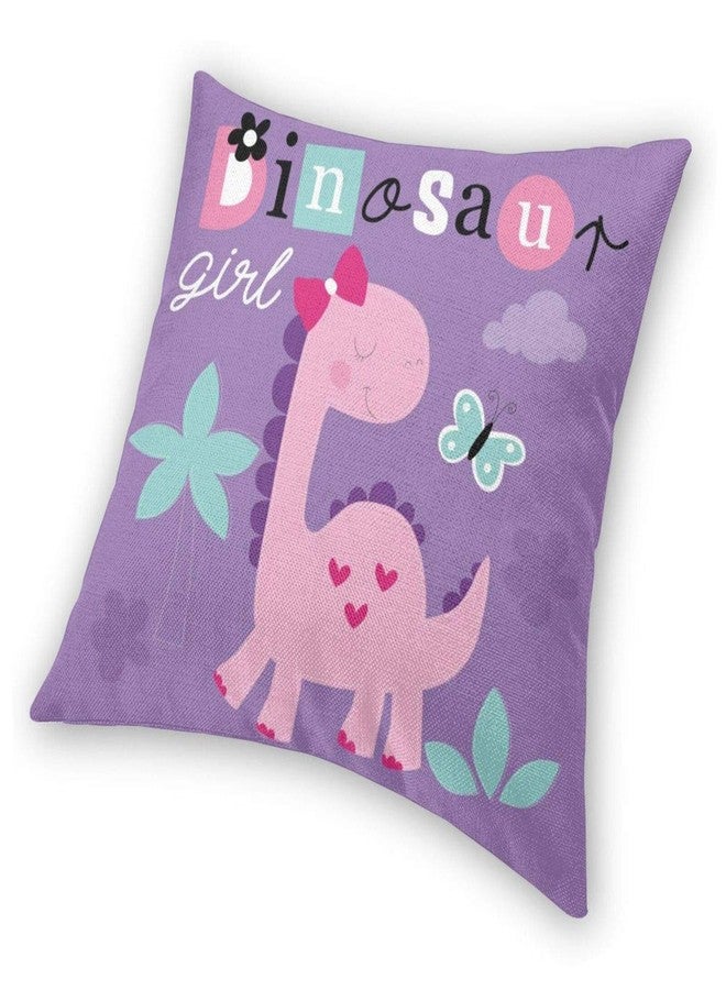 ZHIZHEND Cute Dinosaur Girl Decorative Throw Pillow Cushion Covers 18x18inchs for Kids,Pink Baby Cartoon Throw Pillow Cases for Couch Bedroom Car(Colorful Dino) - Image 3