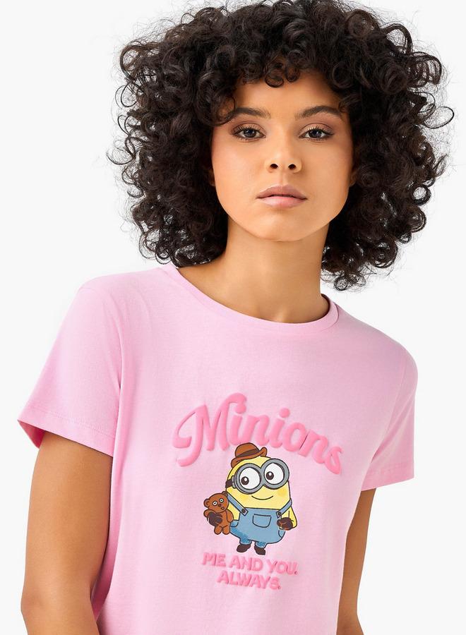 SP Characters Regular Fit Cotton T-shirt with Minions Print - Image 4