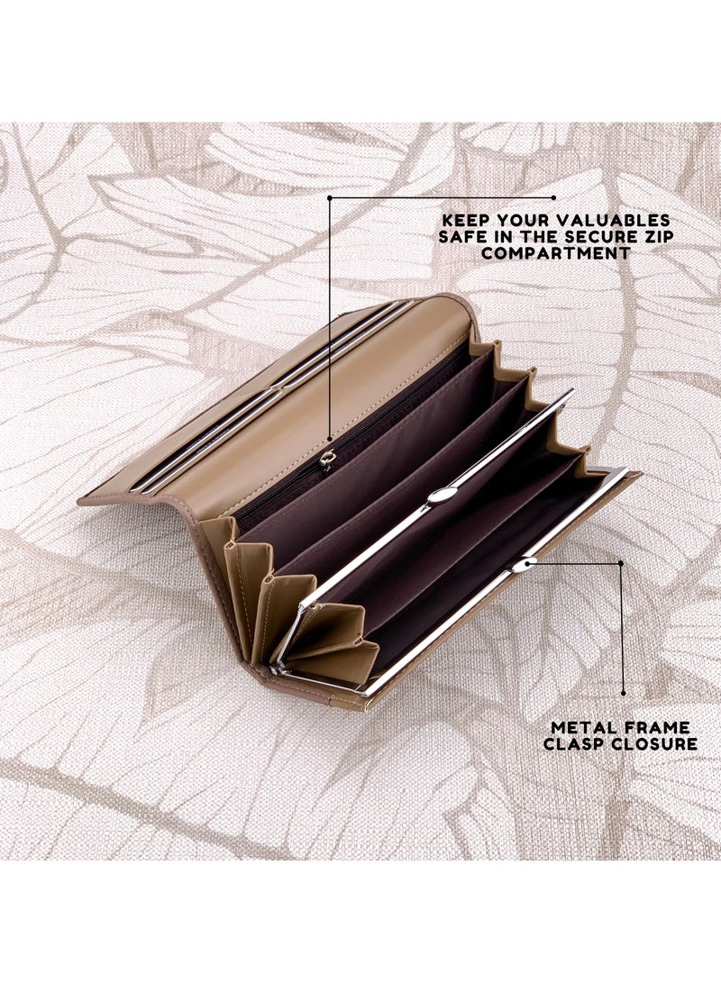 كلاسيك ميلانو - محفظة نسائية أنيقة من الجلد الصناعي مع حافظة بطاقات | محفظة عملات معدنية للنساء | محفظة نسائية نحيفة للاستخدام اليومي والسفر والهدايا - Image 4