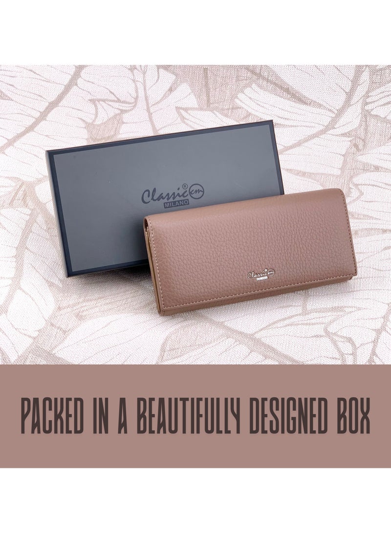 كلاسيك ميلانو - محفظة نسائية أنيقة من الجلد الصناعي مع حافظة بطاقات | محفظة عملات معدنية للنساء | محفظة نسائية نحيفة للاستخدام اليومي والسفر والهدايا - Image 5