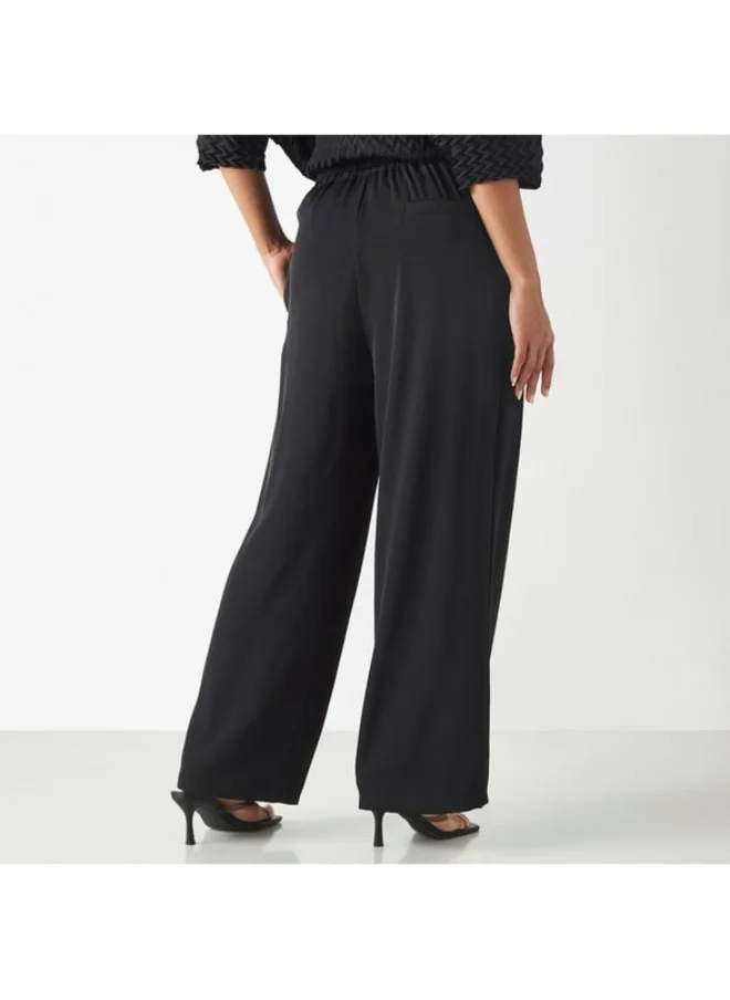 2Xtremz 2Xtremz Solid Wide Leg Pants with Button Detail