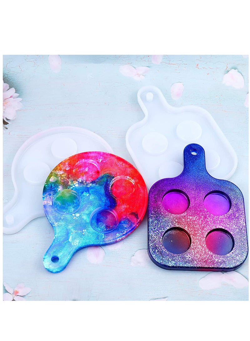 سيوسي 2 قطعة صينية تقديم زجاجية من الراتنج أدوات قالب السيليكون 8 فتحات حامل زجاجي من السيليكون مجداف الطيران لوحة تقديم الطعام DIY قالب صب الإيبوكسي لديكور المنزل للحفلات - Image 1