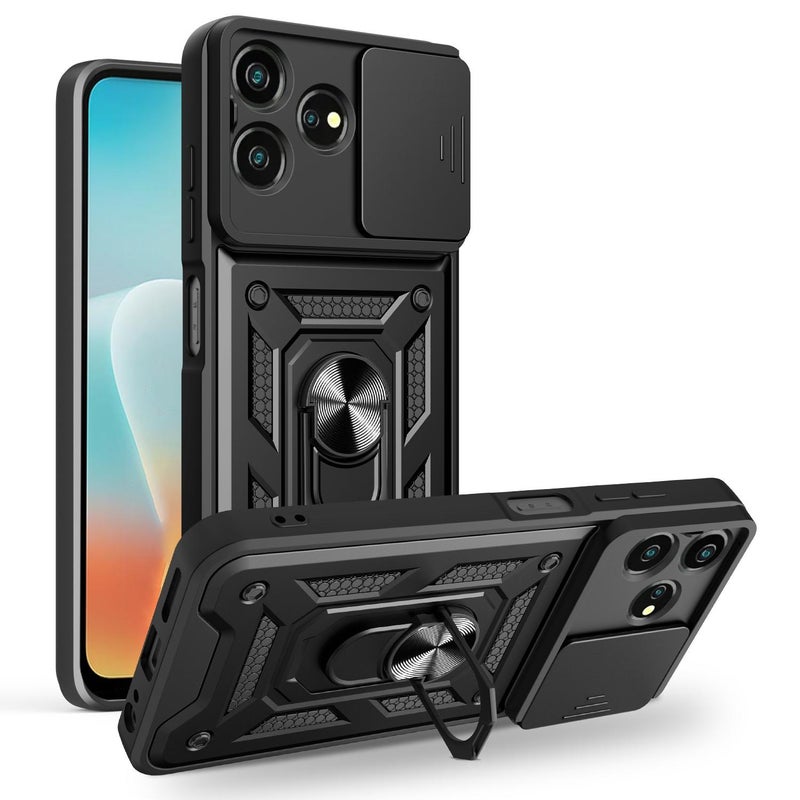 erorex For ZTE Axon 50 Lite 4G Sliding Camera Cover Design TPU+PC Phone Case(Black) - Image 1