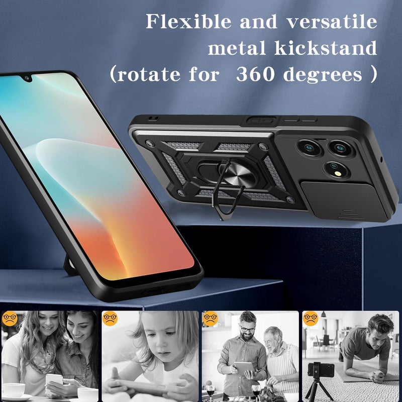 erorex For ZTE Axon 50 Lite 4G Sliding Camera Cover Design TPU+PC Phone Case(Black) - Image 4