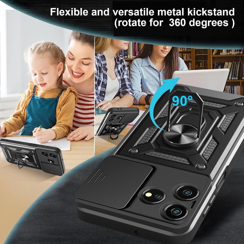 erorex For ZTE Axon 50 Lite 4G Sliding Camera Cover Design TPU+PC Phone Case(Black) - Image 3