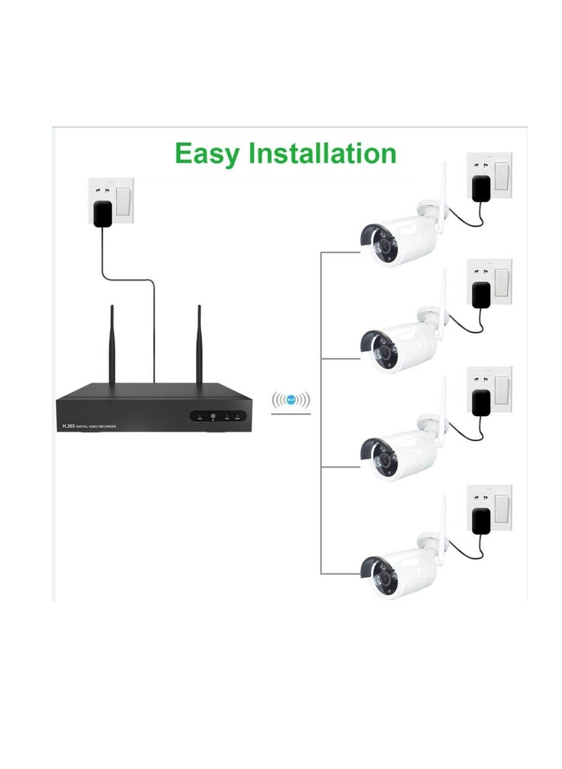 Generic - Bullet Camera Video Surveillance WiFi Aottom 8CH Video Surveillance WiFi Surveillance Cameras - 8ch NVR Kit + 4pcs 720P Camera, Night Vision, Motion Detection, E-mail Alarm, P2P, No HDD - Image 1