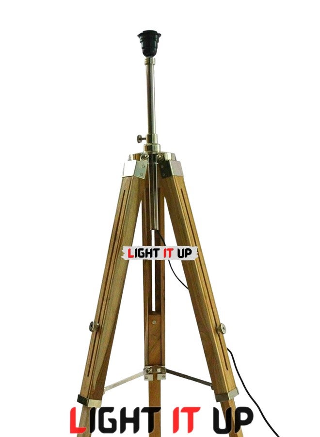 Light It Up Natural Teak Wooden Big Tripod Floor Lamp with Shades for Home Decor, Living Room, Bedroom, Kitchen, Office (Fresh Yellow Lamp Shade) - Image 4