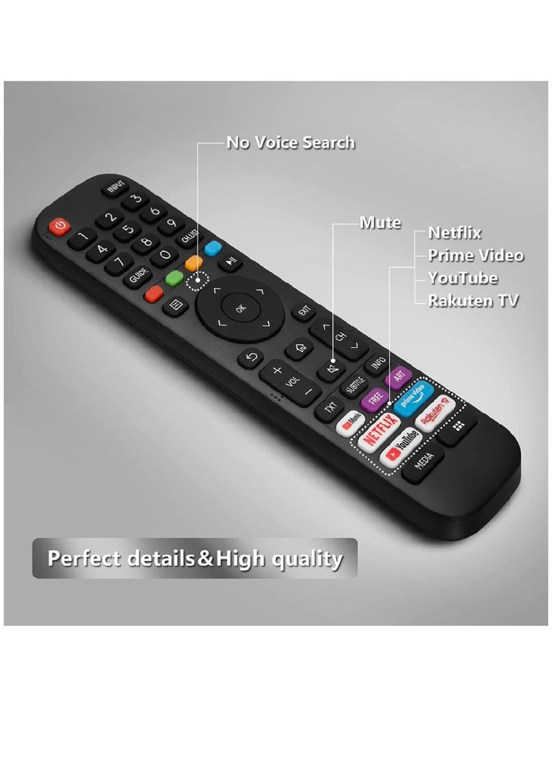 ICS - Replacement New Upgraded Remote Control For Hisense-VIDAA-TV with Netflix, Prime Video, YouTube, Rakuten TV Buttons Black - Image 1