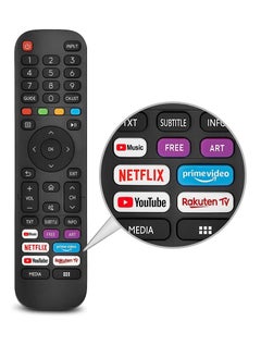 Replacement New Upgraded Remote Control For Hisense-VIDAA-TV with Netflix, Prime Video, YouTube, Rakuten TV Buttons Black