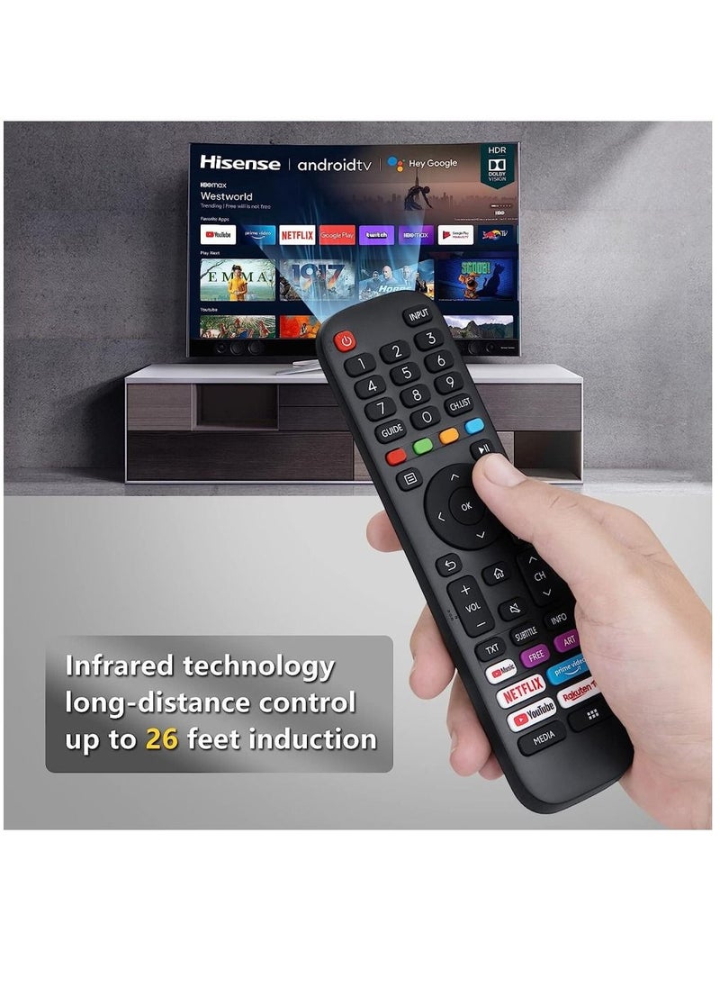 ICS - Replacement New Upgraded Remote Control For Hisense-VIDAA-TV with Netflix, Prime Video, YouTube, Rakuten TV Buttons Black - Image 1