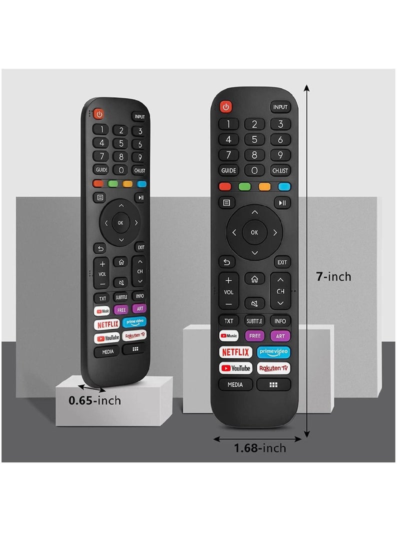 ICS - Replacement New Upgraded Remote Control For Hisense-VIDAA-TV with Netflix, Prime Video, YouTube, Rakuten TV Buttons Black - Image 1