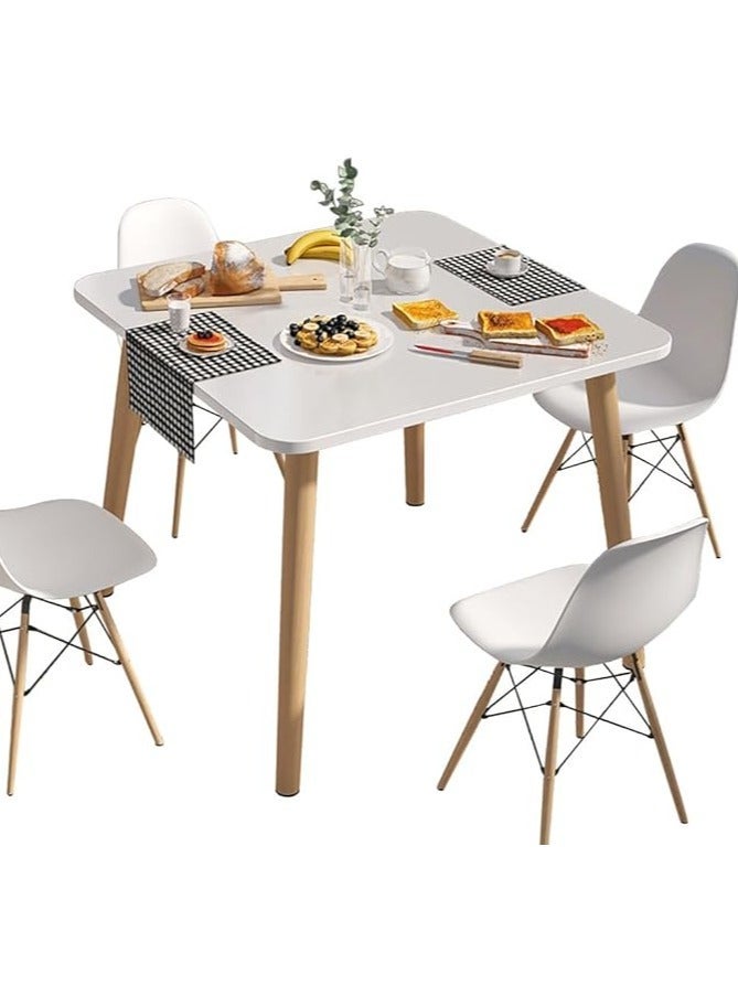 Dining Table, Modern Coffee Table Lunch Table with Solid Wooden Legs, Simple Square Side Desk Kitchen Table for Small Space Like Home Living Room Kitchen Dining Room Lounging Cafeterias (Square, 80 * 80 * 73CM) - Image 1