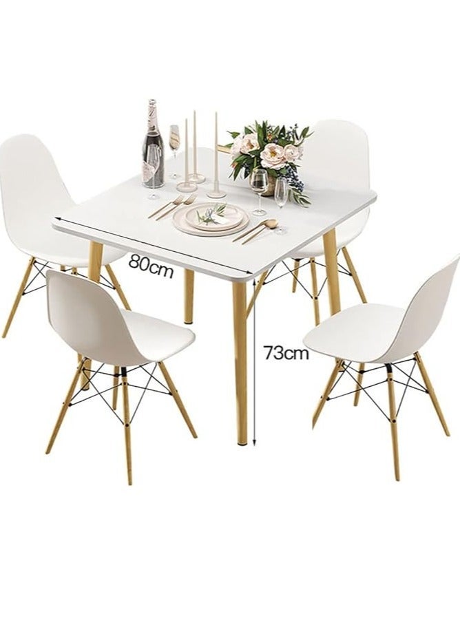 Dining Table, Modern Coffee Table Lunch Table with Solid Wooden Legs, Simple Square Side Desk Kitchen Table for Small Space Like Home Living Room Kitchen Dining Room Lounging Cafeterias (Square, 80 * 80 * 73CM) - Image 2